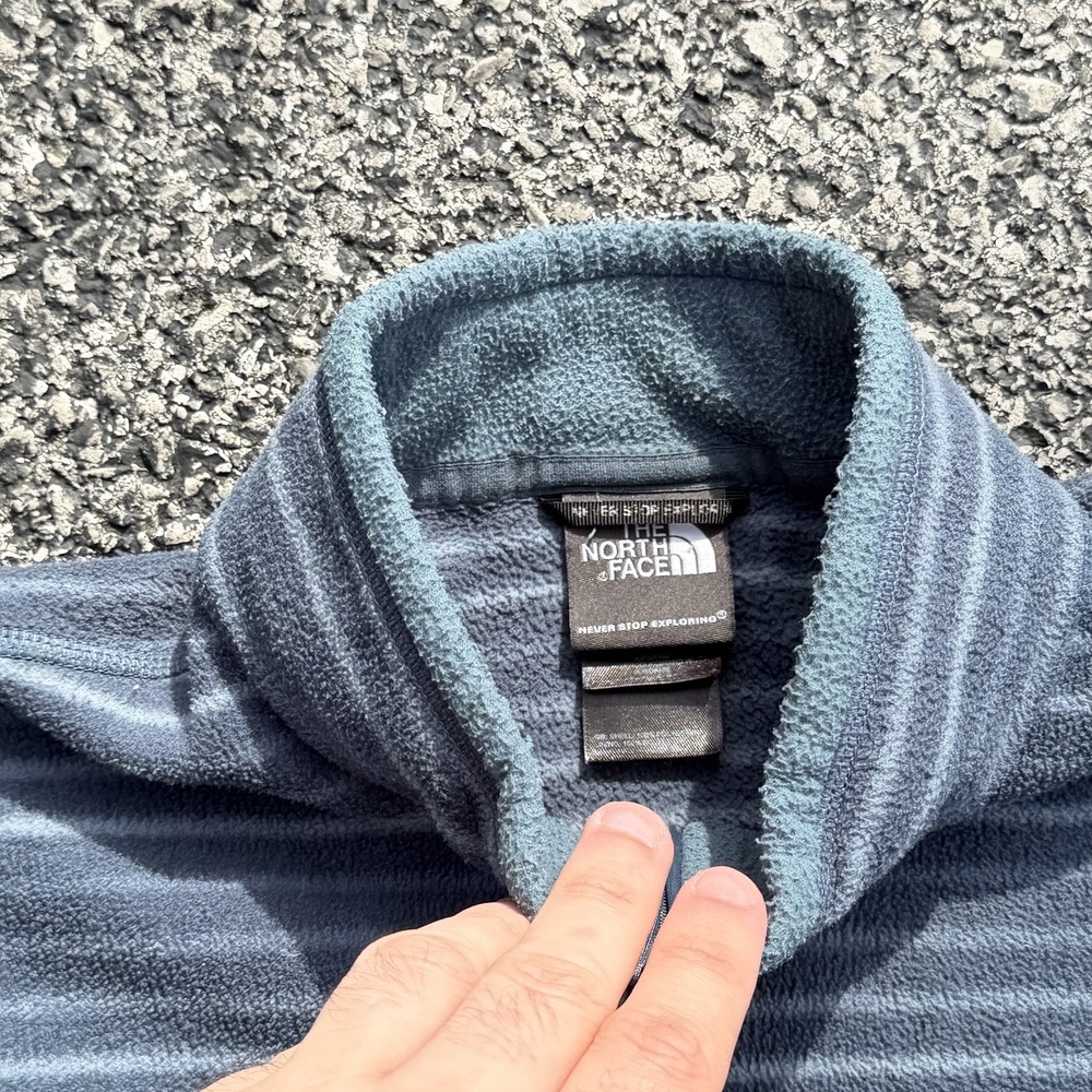 The North Face Fleece Mens Medium Gray Striped Long Sleeve Pullover 1/4 Zip - Picture 3 of 8